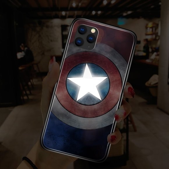 LED Smart Luminous iPhone 13 Series Tempered Glass Cases - Marvel Design - Picture 1 of 6